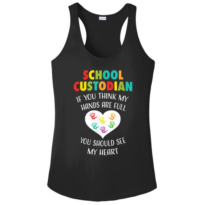 School Custodian Cute Heart Quote Janitor Appreciation Gift Ladies PosiCharge Competitor Racerback Tank