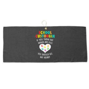 School Custodian Cute Heart Quote Janitor Appreciation Gift Large Microfiber Waffle Golf Towel