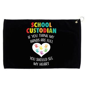 School Custodian Cute Heart Quote Janitor Appreciation Gift Grommeted Golf Towel