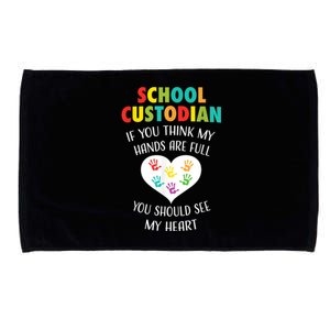 School Custodian Cute Heart Quote Janitor Appreciation Gift Microfiber Hand Towel