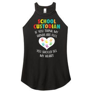 School Custodian Cute Heart Quote Janitor Appreciation Gift Women's Perfect Tri Rocker Tank