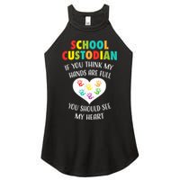 School Custodian Cute Heart Quote Janitor Appreciation Gift Women's Perfect Tri Rocker Tank