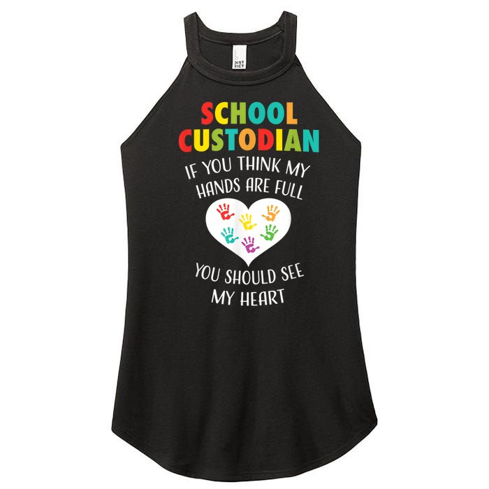 School Custodian Cute Heart Quote Janitor Appreciation Gift Women's Perfect Tri Rocker Tank