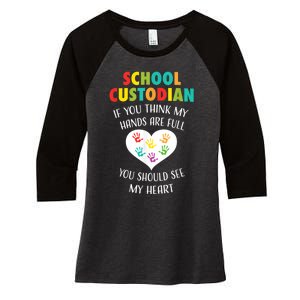 School Custodian Cute Heart Quote Janitor Appreciation Gift Women's Tri-Blend 3/4-Sleeve Raglan Shirt