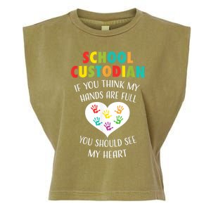 School Custodian Cute Heart Quote Janitor Appreciation Gift Garment-Dyed Women's Muscle Tee