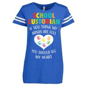 School Custodian Cute Heart Quote Janitor Appreciation Gift Enza Ladies Jersey Football T-Shirt