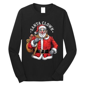 Santa Clown Christmas Santa Claus Xmas Holiday Party Long Sleeve Shirt