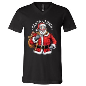 Santa Clown Christmas Santa Claus Xmas Holiday Party V-Neck T-Shirt