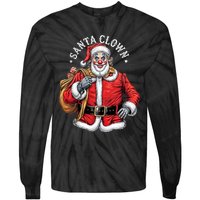 Santa Clown Christmas Santa Claus Xmas Holiday Party Tie-Dye Long Sleeve Shirt