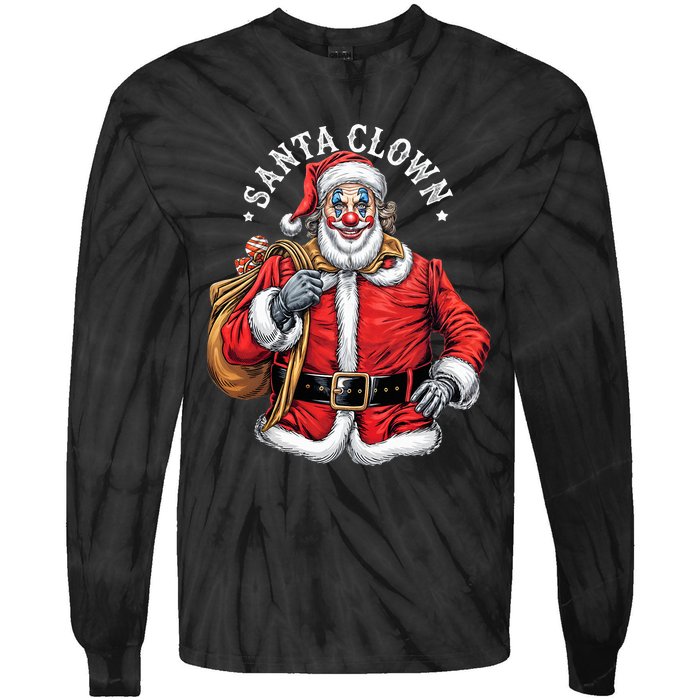 Santa Clown Christmas Santa Claus Xmas Holiday Party Tie-Dye Long Sleeve Shirt