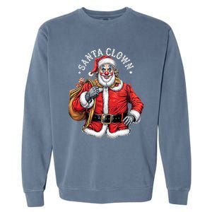 Santa Clown Christmas Santa Claus Xmas Holiday Party Garment-Dyed Sweatshirt