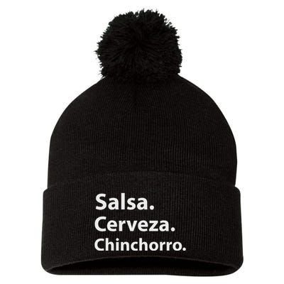 Salsa Cerveza Chinchorro Boricua Puerto Rico Pom Pom 12in Knit Beanie