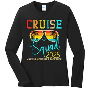 Squad Crew Cruise 2025 Summer Vacation Matching Family Group Ladies Long Sleeve Shirt