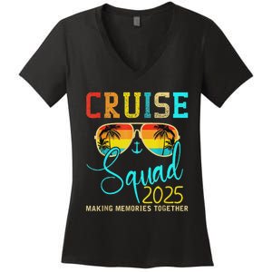 Squad Crew Cruise 2025 Summer Vacation Matching Family Group Women's V-Neck T-Shirt