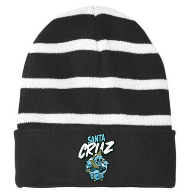 Santa Cruz California Vintage Skeleton Striped Beanie with Solid Band