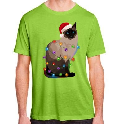 Siamese Cat Christmas Lights Xmas Cat Lover Gift Adult ChromaSoft Performance T-Shirt