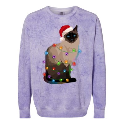 Siamese Cat Christmas Lights Xmas Cat Lover Gift Colorblast Crewneck Sweatshirt