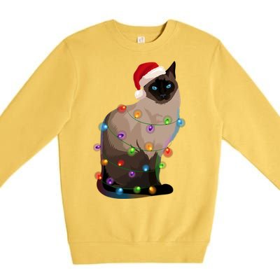 Siamese Cat Christmas Lights Xmas Cat Lover Gift Premium Crewneck Sweatshirt