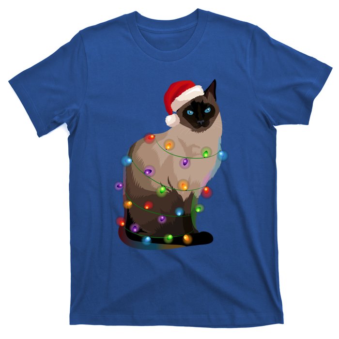 Siamese Cat Christmas Lights Xmas Cat Lover Gift T-Shirt