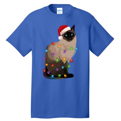 Siamese Cat Christmas Lights Xmas Cat Lover Gift Tall T-Shirt