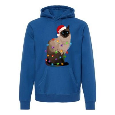 Siamese Cat Christmas Lights Xmas Cat Lover Gift Premium Hoodie