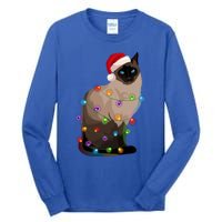 Siamese Cat Christmas Lights Xmas Cat Lover Gift Tall Long Sleeve T-Shirt