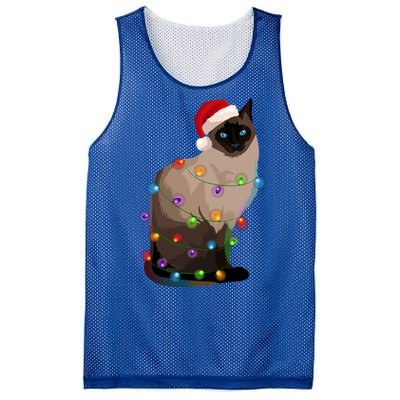 Siamese Cat Christmas Lights Xmas Cat Lover Gift Mesh Reversible Basketball Jersey Tank