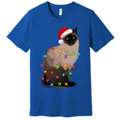 Siamese Cat Christmas Lights Xmas Cat Lover Gift Premium T-Shirt