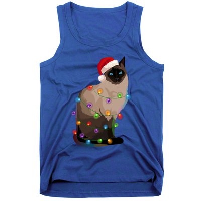 Siamese Cat Christmas Lights Xmas Cat Lover Gift Tank Top