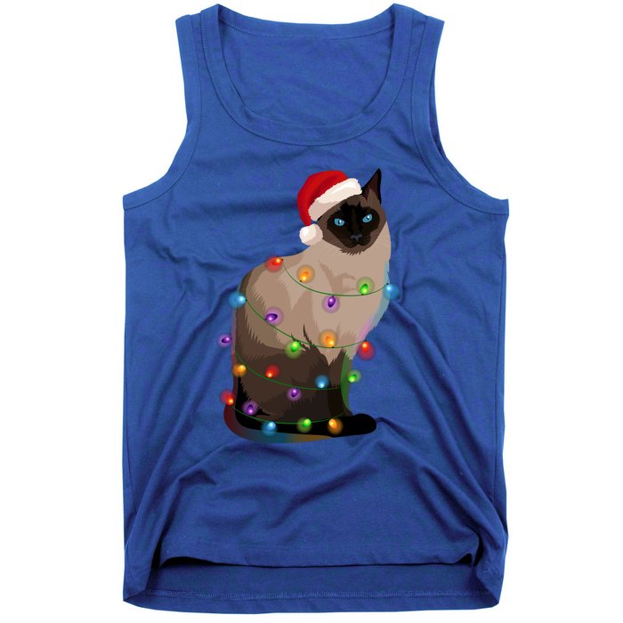 Siamese Cat Christmas Lights Xmas Cat Lover Gift Tank Top