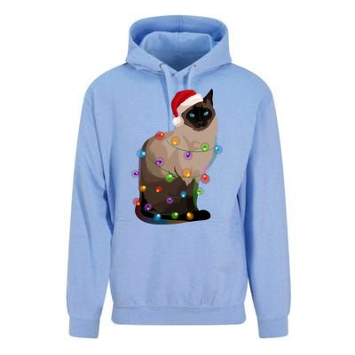 Siamese Cat Christmas Lights Xmas Cat Lover Gift Unisex Surf Hoodie