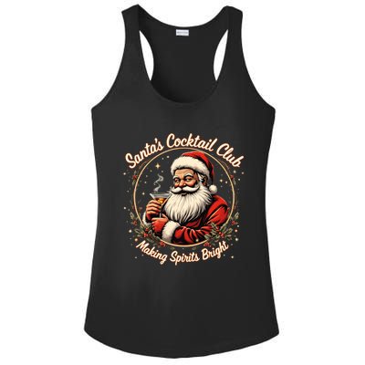 SantaS Cocktail Club Making Spirits Bright Retro Xmas Santa Ladies PosiCharge Competitor Racerback Tank