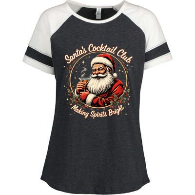 SantaS Cocktail Club Making Spirits Bright Retro Xmas Santa Enza Ladies Jersey Colorblock Tee