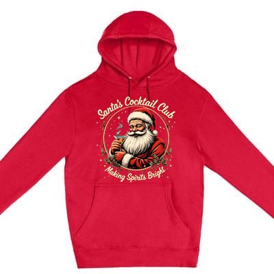 SantaS Cocktail Club Making Spirits Bright Retro Xmas Santa Premium Pullover Hoodie