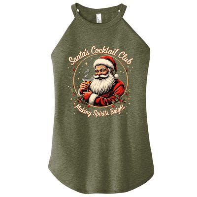 SantaS Cocktail Club Making Spirits Bright Retro Xmas Santa Women's Perfect Tri Rocker Tank