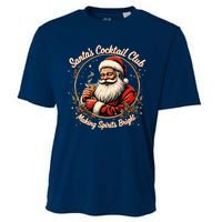 SantaS Cocktail Club Making Spirits Bright Retro Xmas Santa Cooling Performance Crew T-Shirt