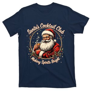 SantaS Cocktail Club Making Spirits Bright Retro Xmas Santa T-Shirt