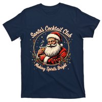 SantaS Cocktail Club Making Spirits Bright Retro Xmas Santa T-Shirt