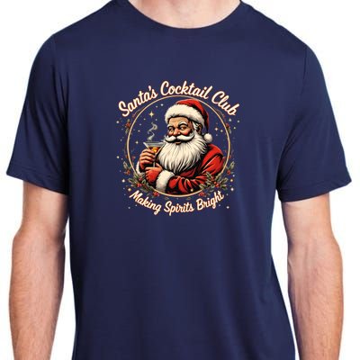 SantaS Cocktail Club Making Spirits Bright Retro Xmas Santa Adult ChromaSoft Performance T-Shirt