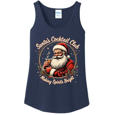 SantaS Cocktail Club Making Spirits Bright Retro Xmas Santa Ladies Essential Tank