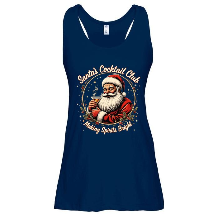 SantaS Cocktail Club Making Spirits Bright Retro Xmas Santa Ladies Essential Flowy Tank