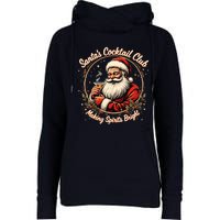 SantaS Cocktail Club Making Spirits Bright Retro Xmas Santa Womens Funnel Neck Pullover Hood