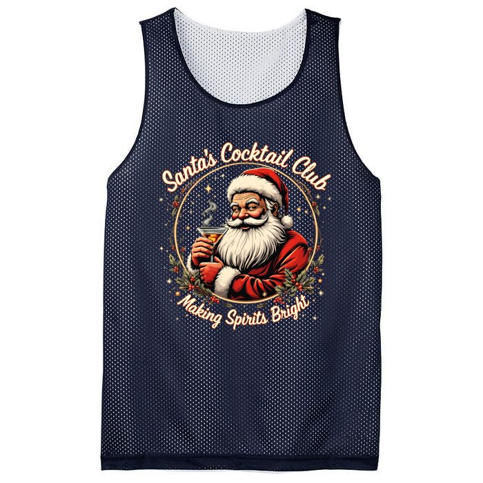 SantaS Cocktail Club Making Spirits Bright Retro Xmas Santa Mesh Reversible Basketball Jersey Tank