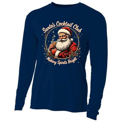 SantaS Cocktail Club Making Spirits Bright Retro Xmas Santa Cooling Performance Long Sleeve Crew