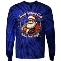 SantaS Cocktail Club Making Spirits Bright Retro Xmas Santa Tie-Dye Long Sleeve Shirt