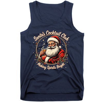 SantaS Cocktail Club Making Spirits Bright Retro Xmas Santa Tank Top