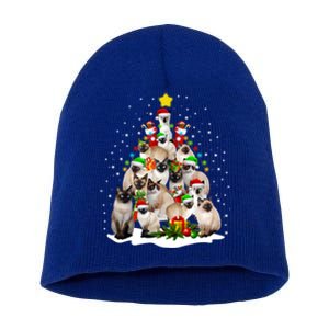 Siamese Cats Christmas Tree Santa Kitten Cute Cat Siamese Gift Short Acrylic Beanie