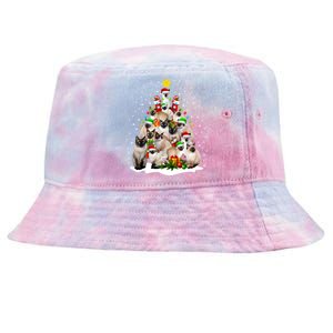 Siamese Cats Christmas Tree Santa Kitten Cute Cat Siamese Gift Tie-Dyed Bucket Hat