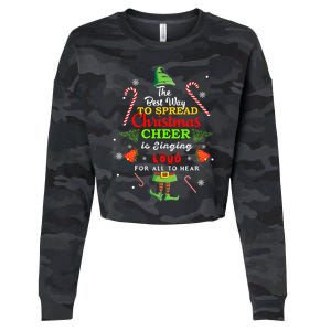 Spread christmas cheer is singing loud xmas Elf pajama Cropped Pullover Crew