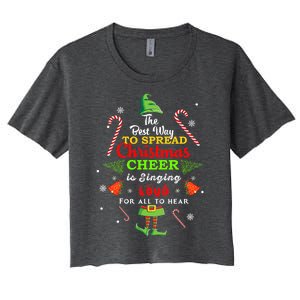 Spread christmas cheer is singing loud xmas Elf pajama Women's Crop Top Tee